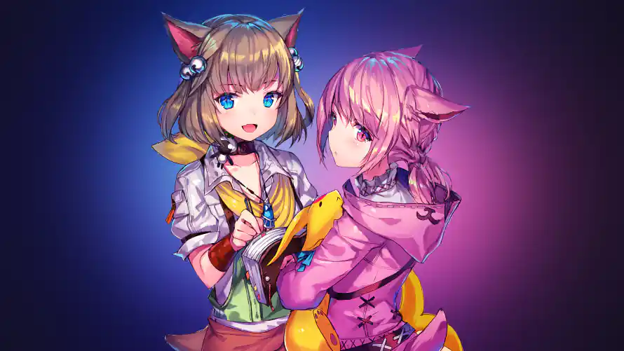 4k兽耳壁纸-双少女 - 猫魅族-动漫少女「哲风壁纸」