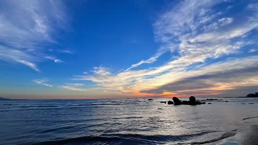 2k大海壁纸-晚霞 - 沙滩-海岸「哲风壁纸」