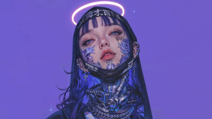 8k壁纸壁纸-少女 - 紫调-酷飒「哲风壁纸」