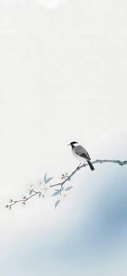 4k国风壁纸 - 壁纸 - 小鸟 - 水墨「哲风壁纸」