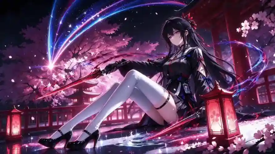 2k动态壁纸-和风 - 夜景-樱花「哲风壁纸」