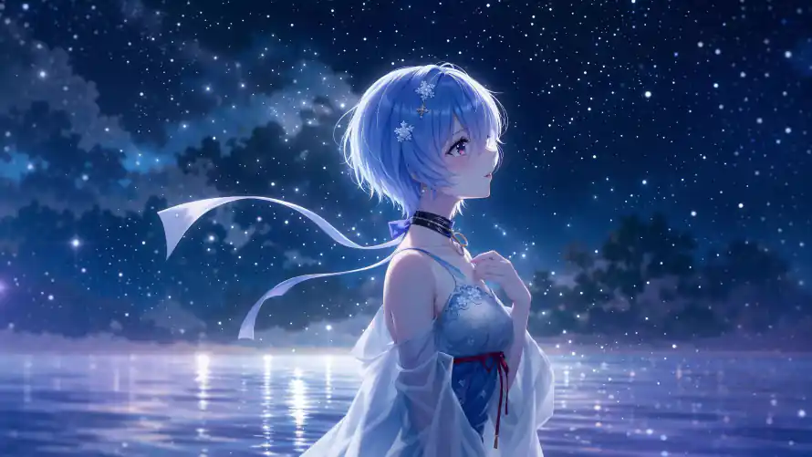 4k夜景壁纸-星空 - 湖面-eva「哲风壁纸」