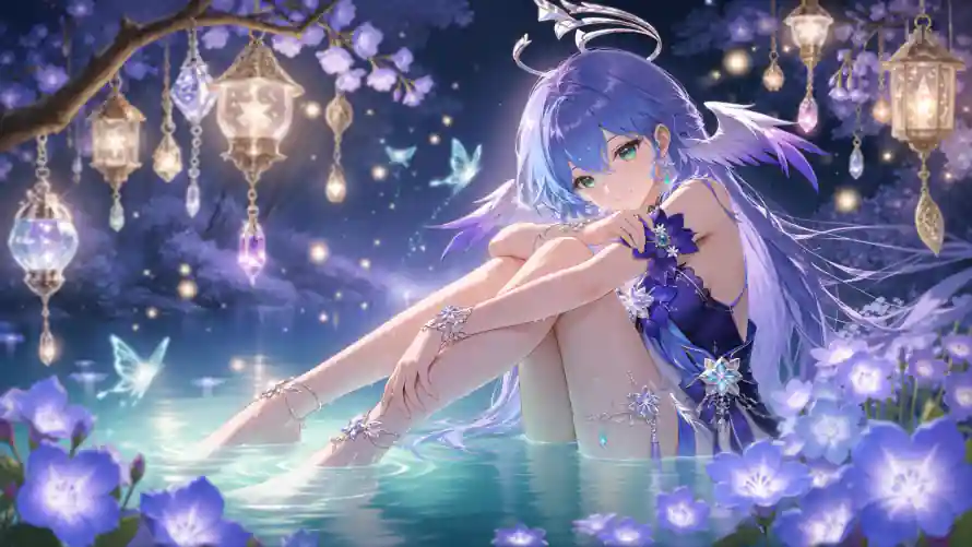 4k临水壁纸-夜景 - 梦幻-灯笼「哲风壁纸」