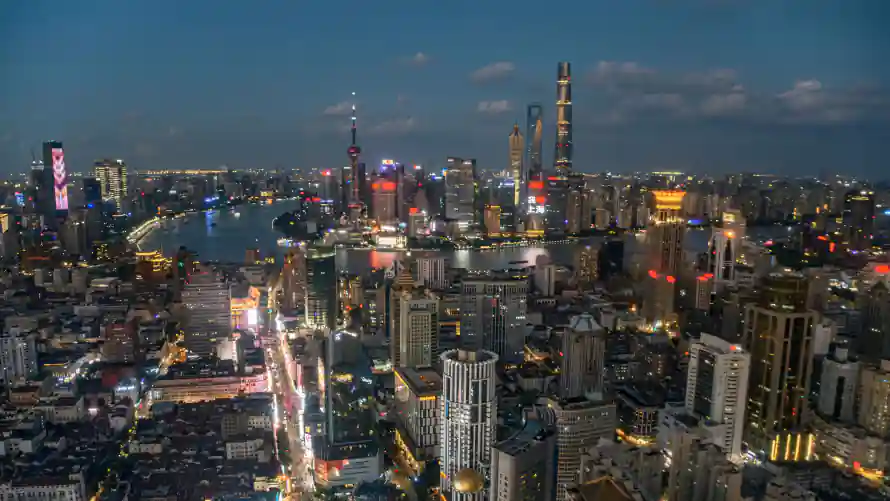 5k上海壁纸-城市 - 夜景-航拍「哲风壁纸」