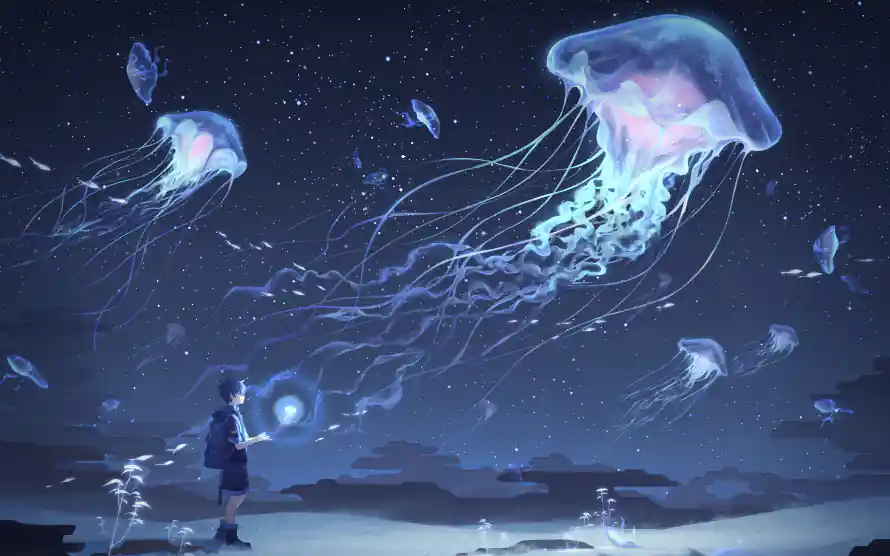 3k夜空壁纸-少年 - 插画-星空「哲风壁纸」
