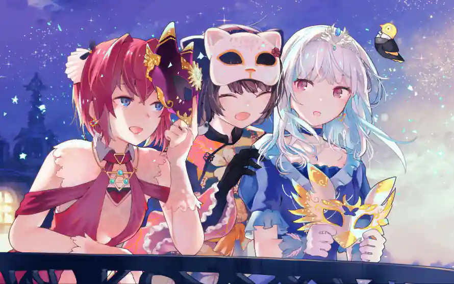 3k夜晚壁纸-星空 - 猫面具-假面舞会「哲风壁纸」
