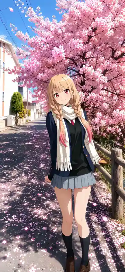 4k春日壁纸 - 樱花 - 百褶裙 - jk制服「哲风壁纸」