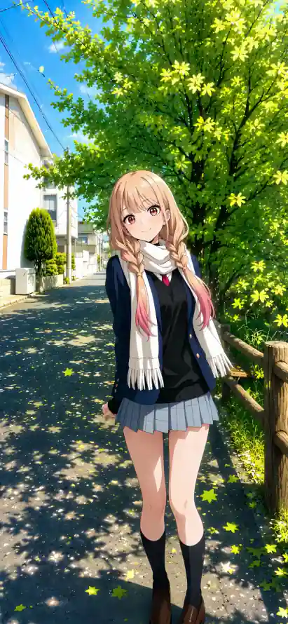 4k春日壁纸 - 校服 - 绿树 - 蓝天「哲风壁纸」
