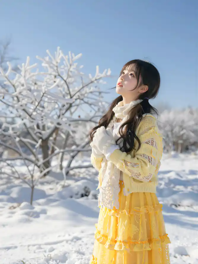 4k写真壁纸 - 冬日 - 女孩 - 治愈「哲风壁纸」