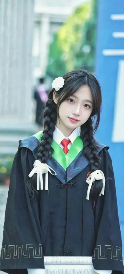 4k🔥壁纸 - 学士服 - 毕业季 - 麻花辫「哲风壁纸」