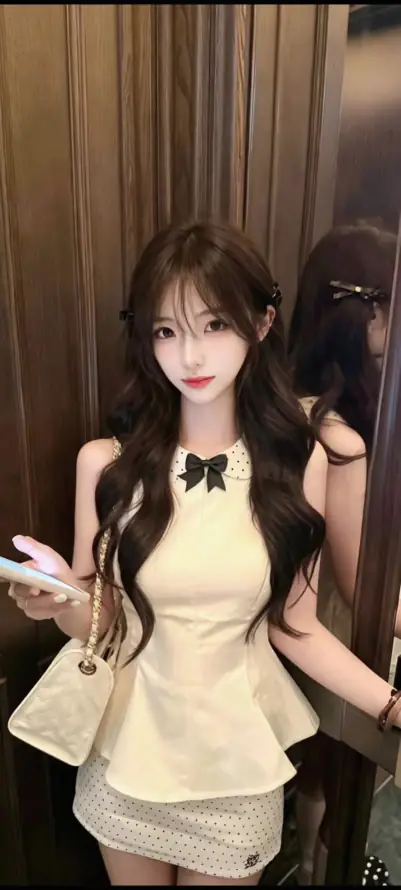 4k美女壁纸 - 链条包 - 长卷发 - 对镜自拍「哲风壁纸」