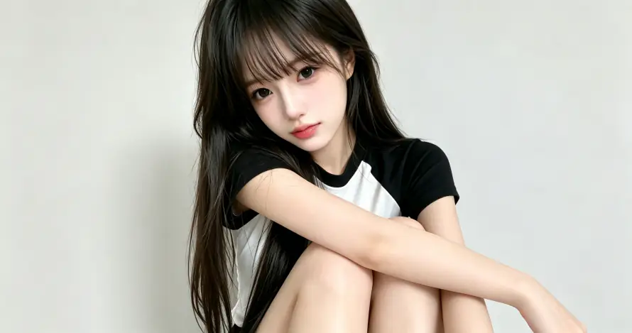 3k壁纸壁纸-甜美 - 黑长直-齐刘海「哲风壁纸」