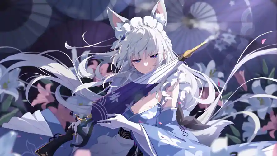 4k少女壁纸-梦幻 - 狐尾-狐耳「哲风壁纸」