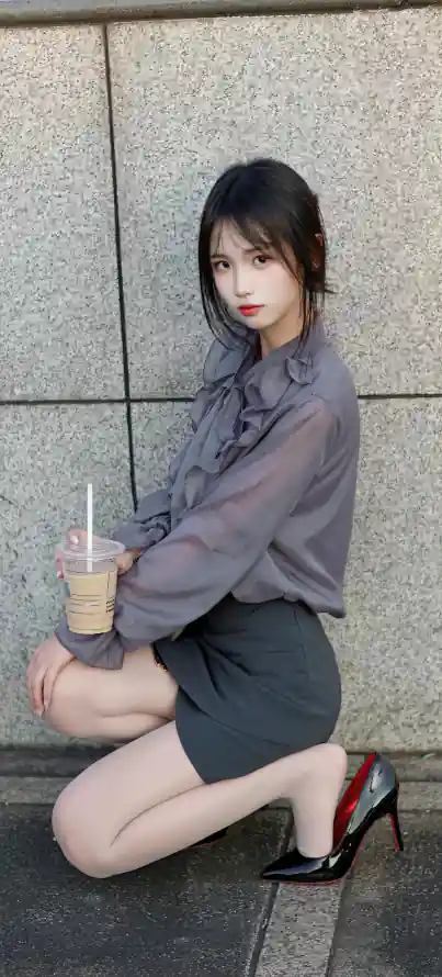 4k短裙壁纸 - 美女 - 蹲姿 - 🔥「哲风壁纸」