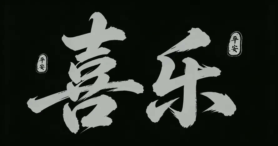 3k书法壁纸-喜乐 - 国风-壁纸「哲风壁纸」