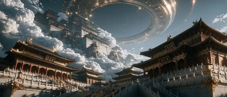 3k云层壁纸-云海 - 天宫-古建筑「哲风壁纸」