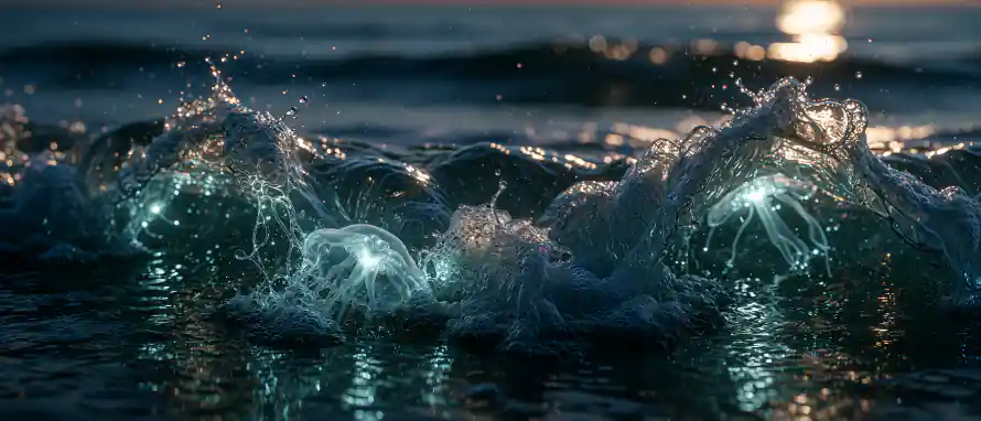 3k日落壁纸-梦幻 - 水母-海洋「哲风壁纸」
