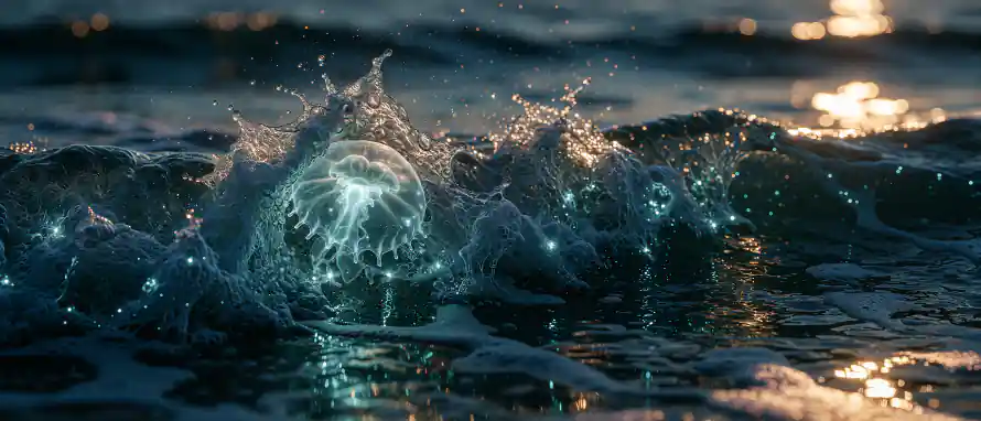 3k幽蓝壁纸-梦幻 - 水母-水花「哲风壁纸」
