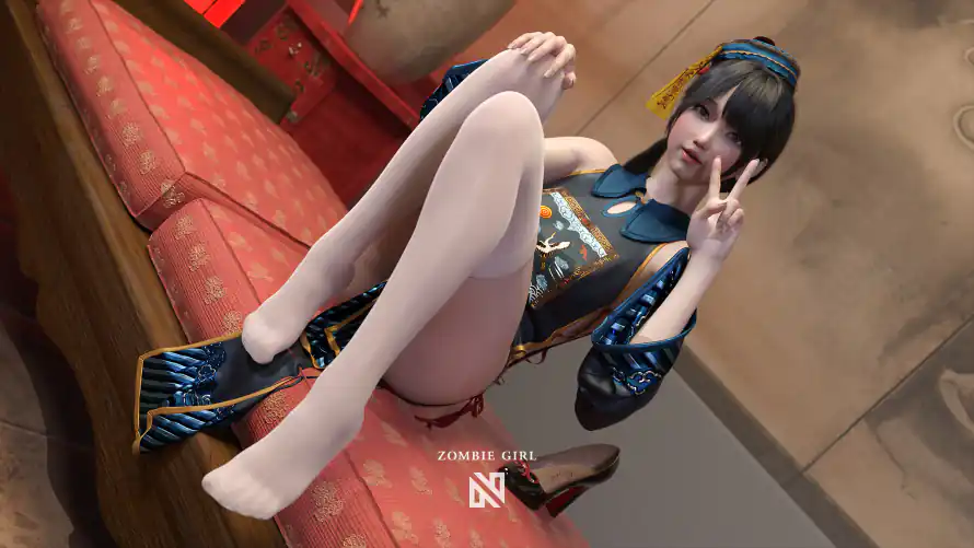 2k少女壁纸-沙发 - 白丝-小僵尸「哲风壁纸」