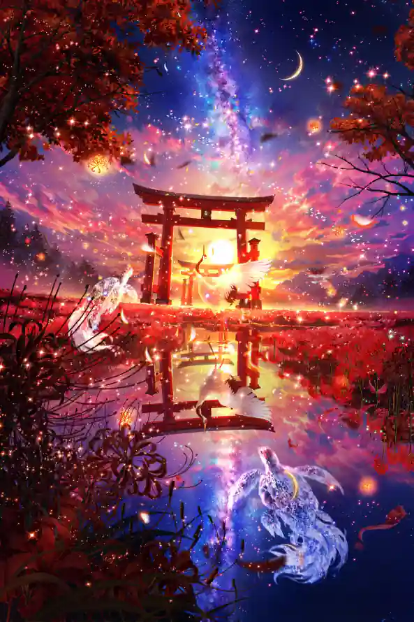 4k和风壁纸 - 壁纸 - 新月 - 星空「哲风壁纸」