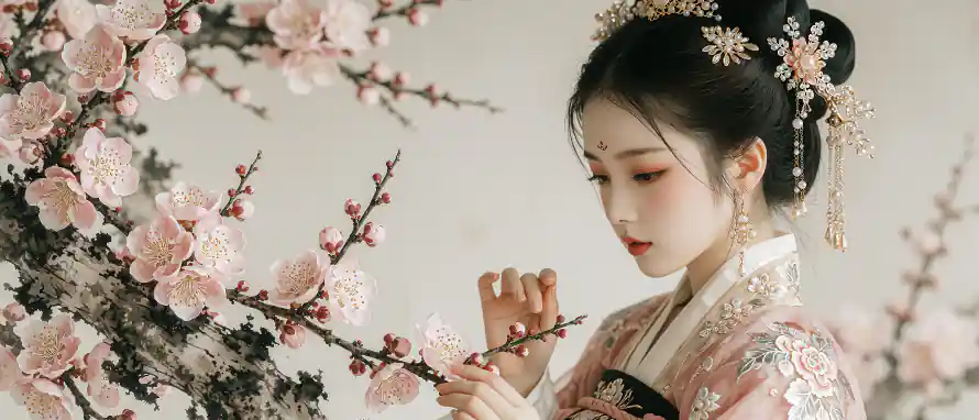 3k中式壁纸-发簪 - 古风-桃花「哲风壁纸」