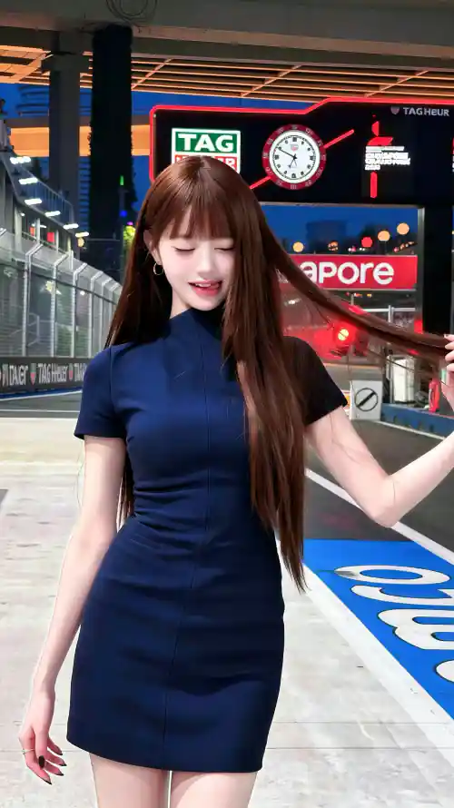4k手机壁纸 - 美女 - 长发 - 赛车场「哲风壁纸」