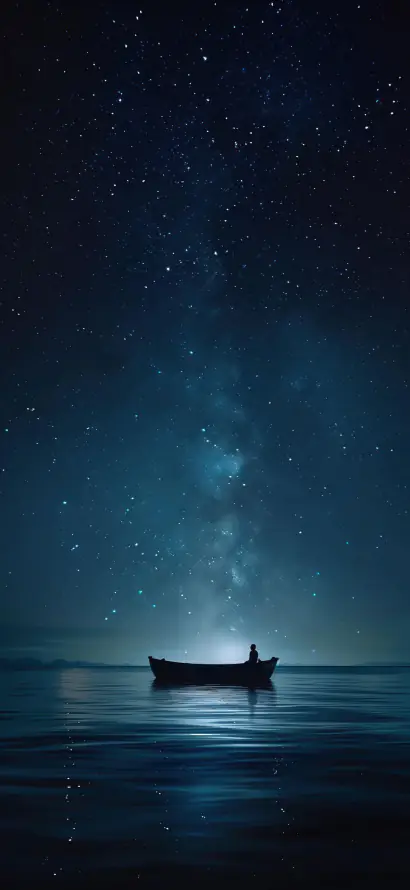 4k夜晚壁纸 - 孤舟 - 手机 - 星空「哲风壁纸」