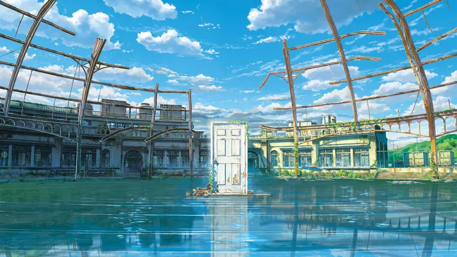 2k铃芽之旅壁纸｜水门废墟蓝天背景图片 - 清新治愈「哲风壁纸」