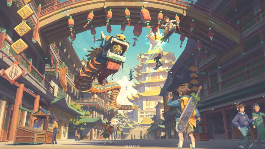 2k龙与古街壁纸|中式古风街道背景图片 - 奇幻插画「哲风壁纸」 2k龙与古街壁纸|中式古风街道背景图片 - 奇幻插画「哲风壁纸」