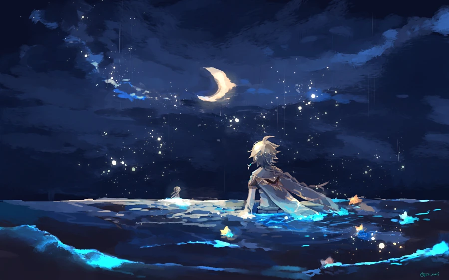 2k星星眼星星眼壁纸-月亮-新月图片-在水里「哲风壁纸」 2k星星眼星星眼壁纸-月亮-新月图片-在水里「哲风壁纸」