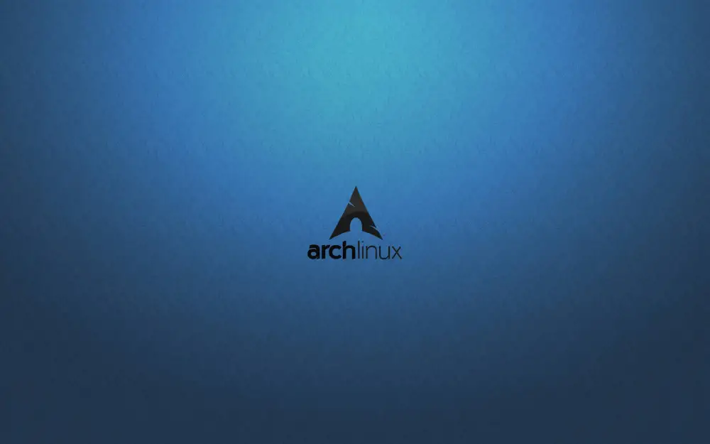 3kArch壁纸|Linux系统标识背景图片 - 简约科技风「哲风壁纸」 蓝色渐变背景中央放置Arch Linux黑色标识与文字