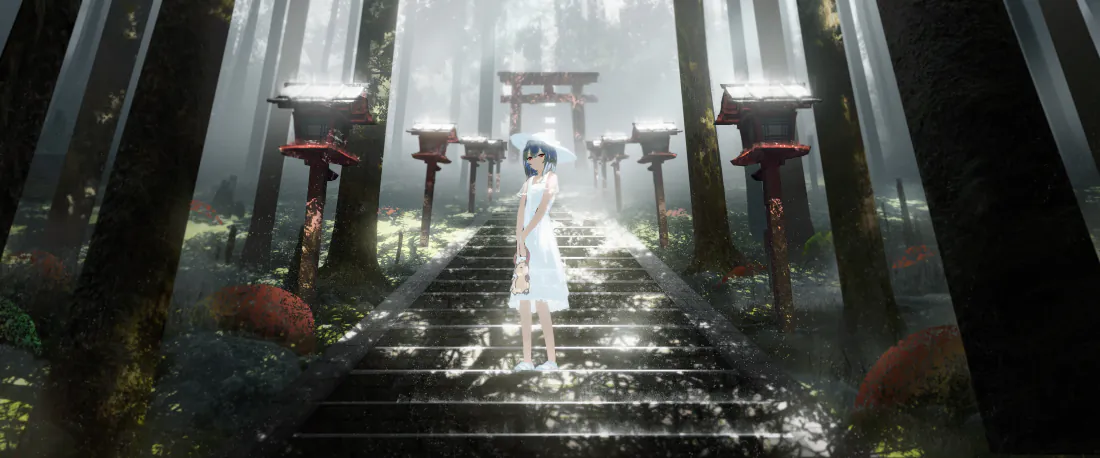 5k割裂壁纸-光背景-少女图片-神社「哲风壁纸」 5k割裂壁纸-光背景-少女图片-神社「哲风壁纸」