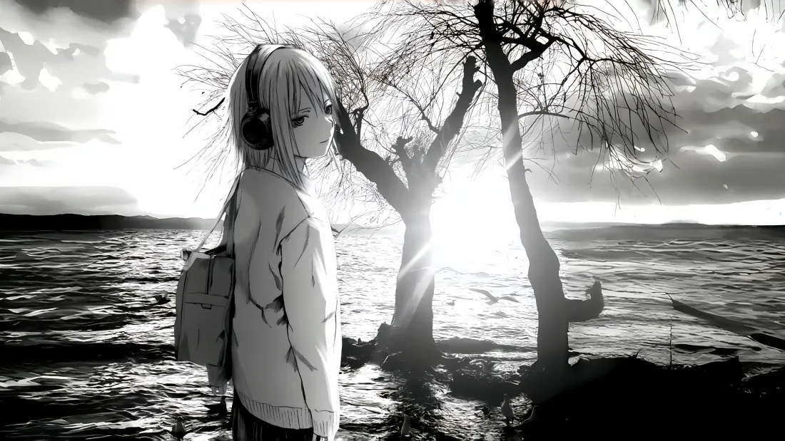 4k海边黑白照壁纸-少女壁纸 - 壁纸分享「哲风壁纸」