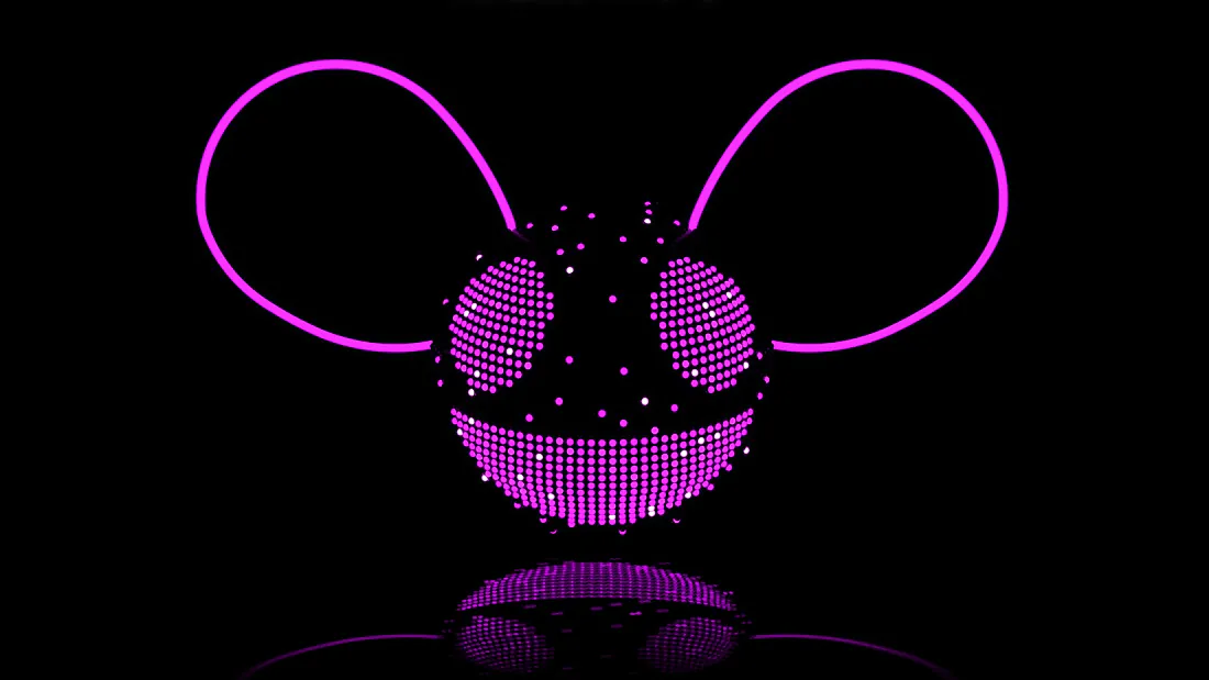 2kdeadmau5壁纸|紫色霓虹头像背景图片 - 酷炫赛博「哲风壁纸」 纯黑背景下紫色霓虹发光的deadmau5标志性头像,下方带有镜面反光效果