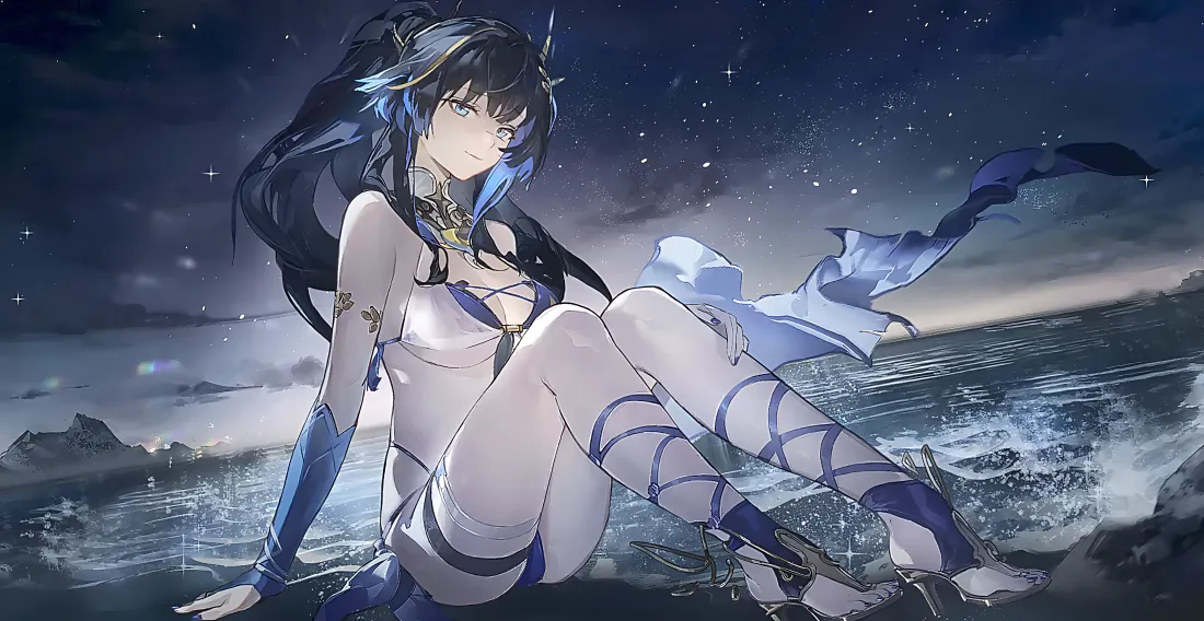 4k崩坏芽衣壁纸｜星空海边少女背景图片 - 静谧夜色「哲风壁纸」