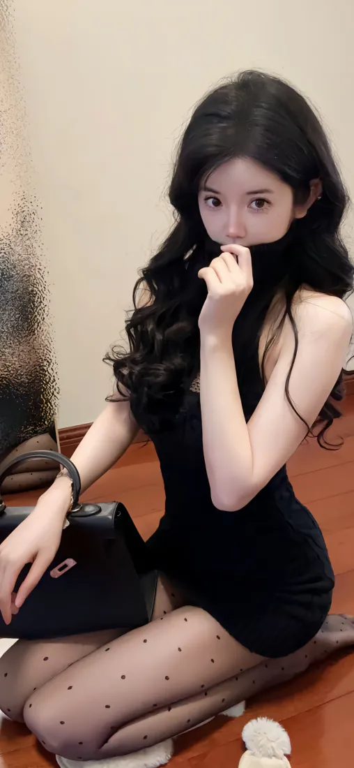 黑丝美女跪姿性感写真壁纸｜时尚美女「哲风壁纸」