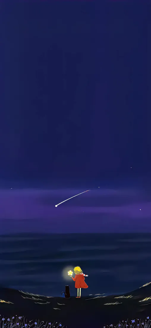 小王子壁纸|小女孩望流星的唯美背景图片「哲风壁纸」 小王子壁纸|小女孩望流星的唯美背景图片「哲风壁纸」
