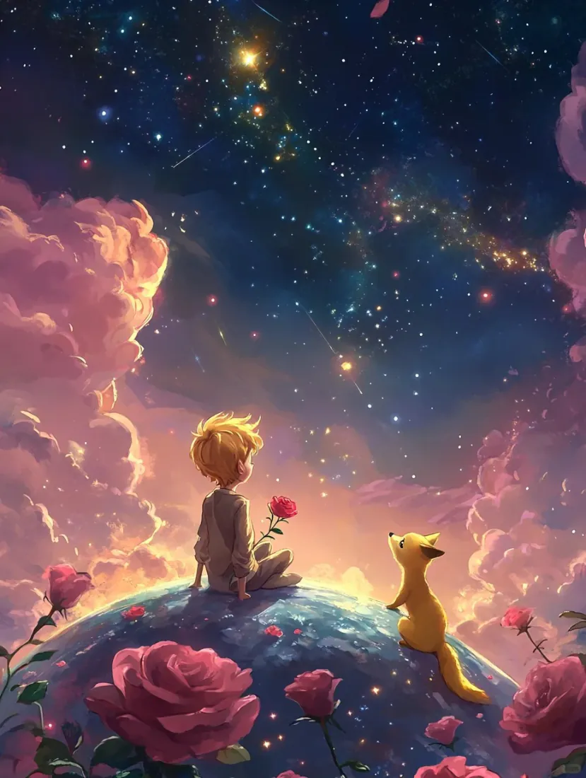 小王子与狐狸的浪漫星空壁纸|唯美背景图片「哲风壁纸」 小王子与狐狸的浪漫星空壁纸|唯美背景图片「哲风壁纸」