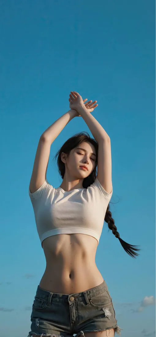 美女秀腹肌壁纸｜性感背景图片 - 美女腹肌「哲风壁纸」