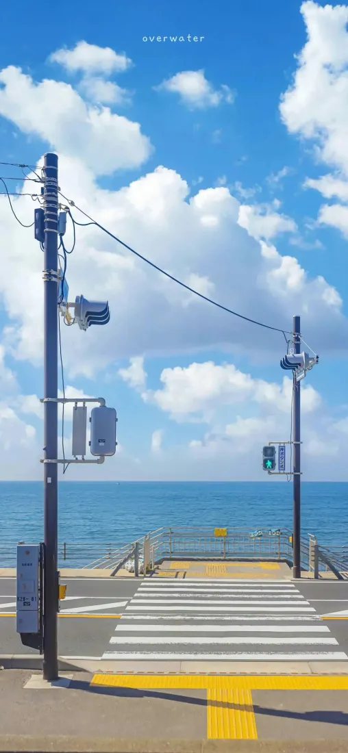 海边公路风景壁纸|蓝天白云下的清新景象「哲风壁纸」 海边公路风景壁纸|蓝天白云下的清新景象「哲风壁纸」