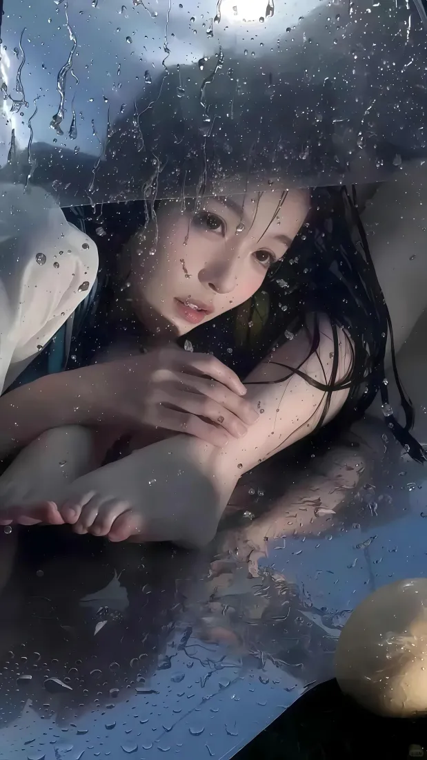 性感美女雨中车玻璃背景图片 - 极致诱惑「哲风壁纸」