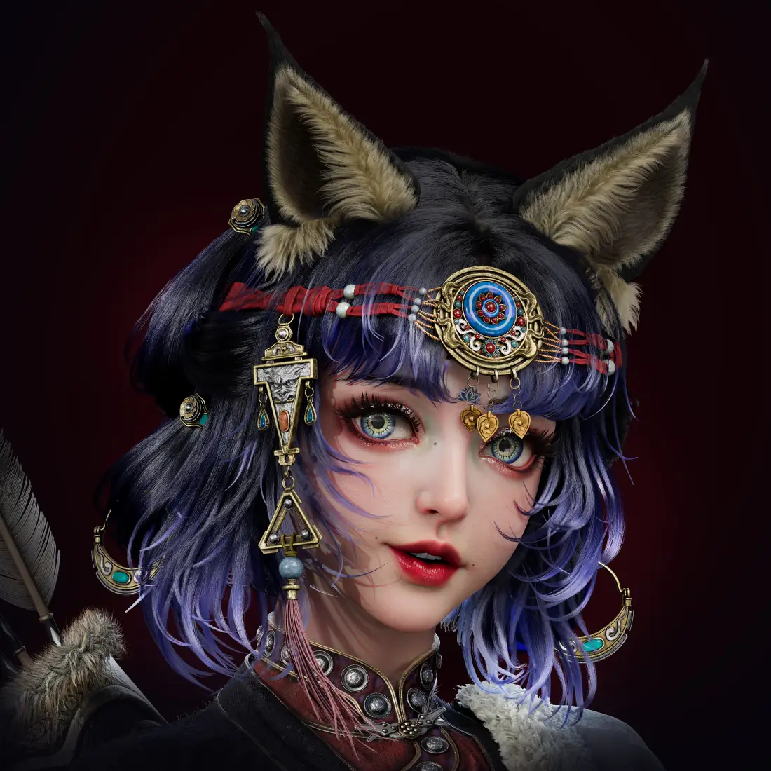 猫耳少女手机壁纸｜3D游戏美型角色背景图片 - 美女「哲风壁纸」