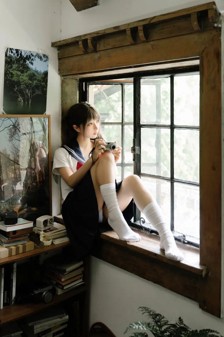 jk美女手机壁纸｜窗边jk美少女背景图片 - 清新风「哲风壁纸」