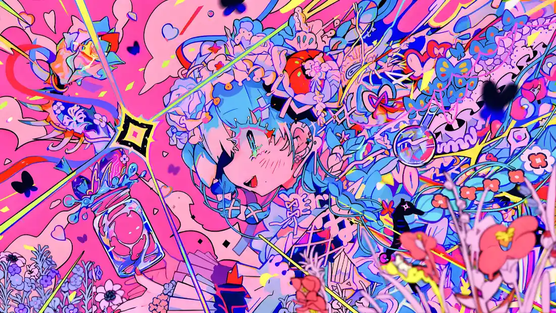 2k卡通极繁壁纸｜梦幻背景图片 - 多彩少女风「哲风壁纸」