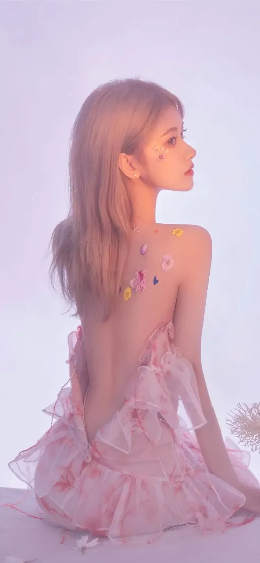 女孩背影手机壁纸｜粉色纱裙背景图片 - 唯美风「哲风壁纸」