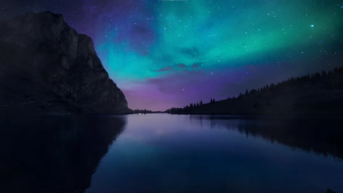 4k极光壁纸 - 夜景 - 山脉 - 星空「哲风壁纸」