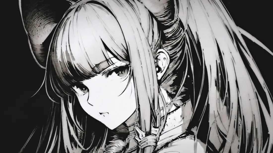 4k少女动漫壁纸｜二次元少女背景图片 - 黑白风「哲风壁纸」