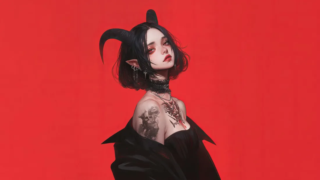 8kAI动漫少女纹身背景图片 - 二次元风「哲风壁纸」 8kAI动漫少女纹身背景图片 - 二次元风「哲风壁纸」
