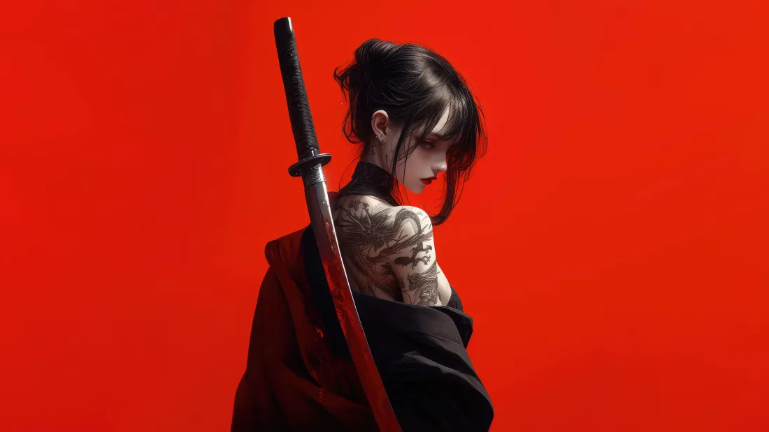 8kAI动漫少女壁纸|纹身武士刀背景图片 - 二次元「哲风壁纸」 8kAI动漫少女壁纸|纹身武士刀背景图片 - 二次元「哲风壁纸」