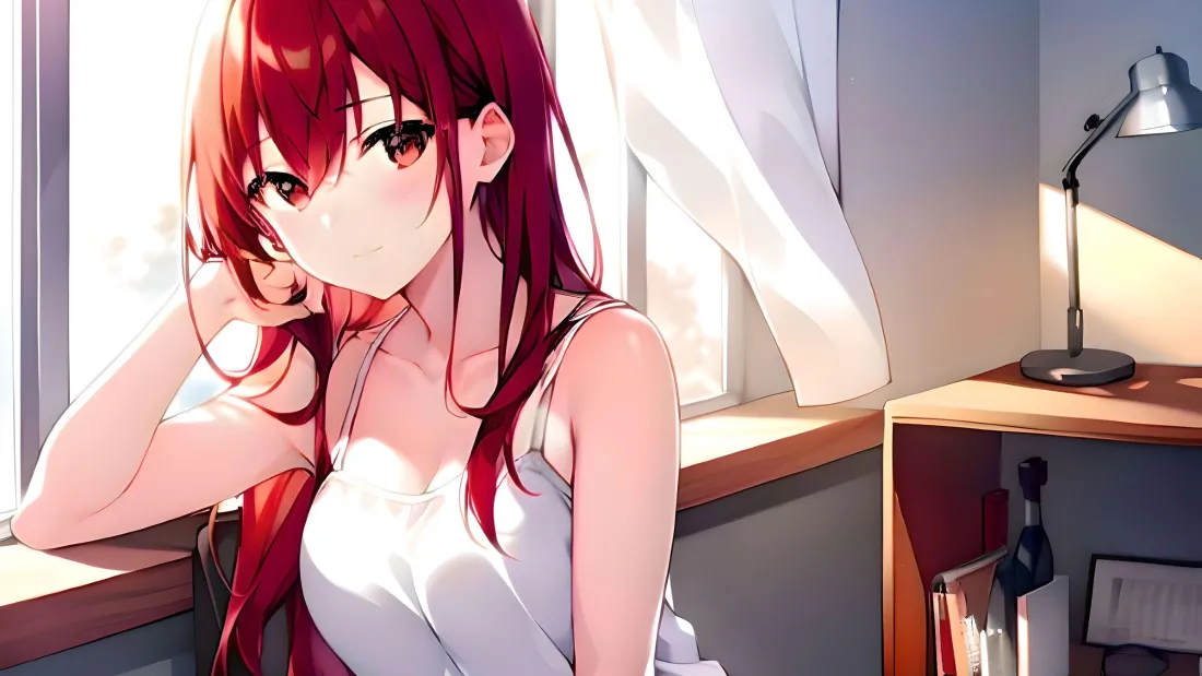 4k(红发少女壁纸|窗台书桌背景图片 - 二次元)「哲风壁纸」 4k(红发少女壁纸|窗台书桌背景图片 - 二次元)「哲风壁纸」